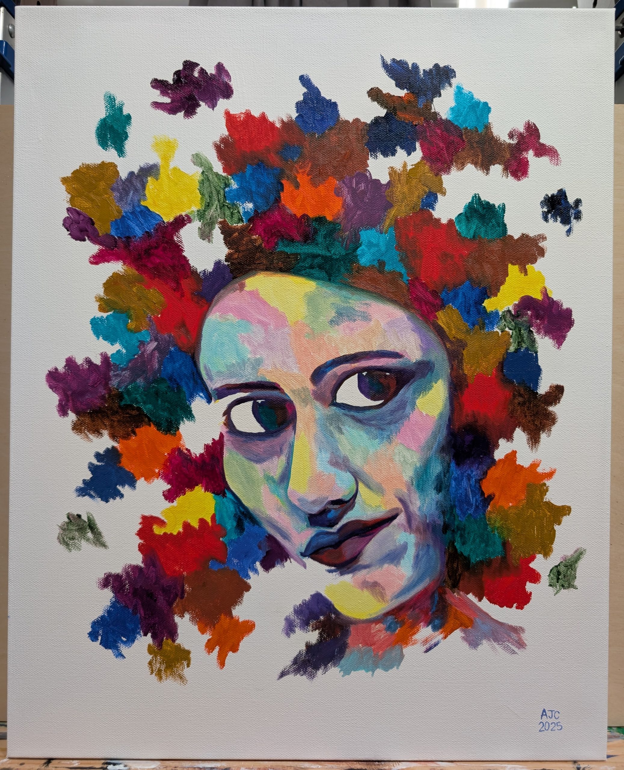 High Chroma Faces number 6. Oil painting in the style of modern abstract impressionism.