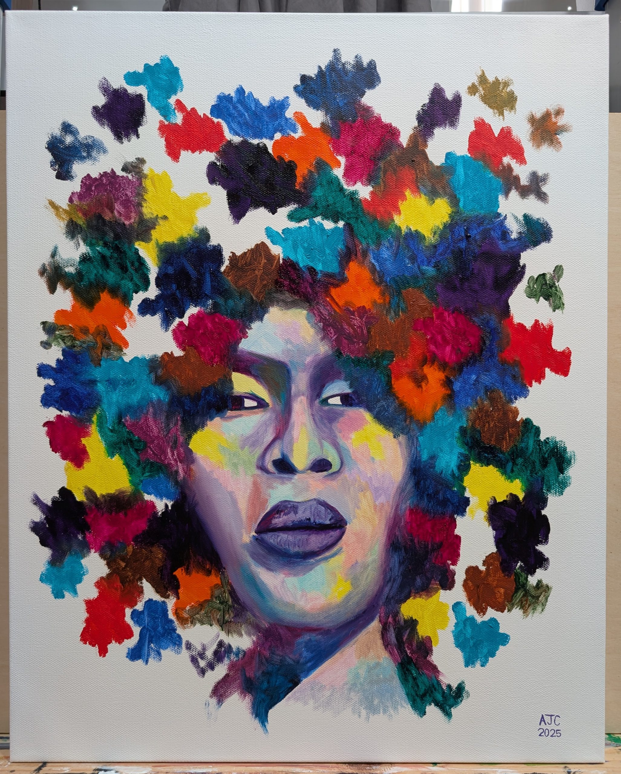 High Chroma Faces Number 7. Style is modern abstract impressionism.